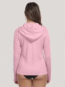 4 Pieces Of Women's Sun Protection Hoodies, Hooded UV Resistant Long Sleeved T-Shirts, Quick Drying Lightweight Sun Protection Hoodies, Breathable And Elastic Hiking Shirts, Long Sleeved Running And Outdoor Exercise Shirts,100% Polyester - 彩色 - 查看 5