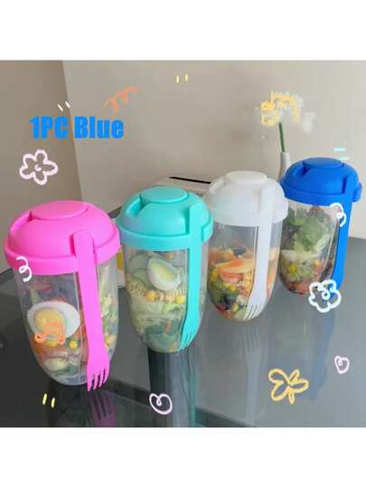 Healthy And Convenient Salad Cups With Dressing Cups And Forks - Perfect For Picnics, Lunches And Breakfasts!