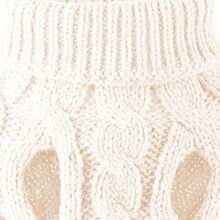 Suéter de punto de cable blanco puro para mascotas, cálido y acogedor para perros y gatos pequeños/medianos en otoño e invierno - Blanco - Ver 8