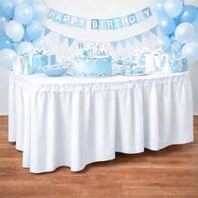 Non-Woven Fabric Tablecloth Skirt For Children's Parties | Ideal For The Cake Table - 白色 - 查看 2