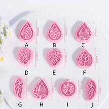 1/10Pcs Tropical Leaf Polymer Clay Cutters, Pastel Pink Monstera Shapes, Craft Tools For DIY Earrings Boho Jewelry Spring Handmade Gifts - Pink - View 4