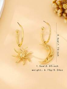 1 对简约时尚的星月耳环，适合女性约会、宴会、日常佩戴、度假、派对、婚礼等场合。 - 金黃色 - 查看 2