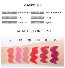 HANDAIYAN 6-Sided Matte Moisturizing Lipstick, Velvet Makeup Effect, Single Piece, Long-Lasting Color, Fashionable Luxury Lipstick, Suitable For Halloween, Christmas, Holidays, Parties And Daily Makeup, Holiday Travel Essential Cosmetics, Net Weight: 3.5g - 1 - 查看 4