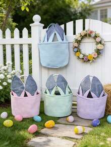 Giỏ đựng đồ sọc tai thỏ hoạt hình, giỏ dã ngoại, giỏ quà tặng Ngày của Mẹ, giỏ đựng quần áo, giỏ thỏ Phục Sinh, giỏ vải, giỏ trang trí nhà cửa, xô đựng trứng Phục Sinh hình thỏ dễ thương, thích hợp để đựng đồ ăn nhẹ, đồ chơi và mỹ phẩm, lý tưởng cho phòng ngủ, bàn làm việc và xe hơi, chủ đề Phục Sinh, trang trí tiệc, mùa hè. - Nhiều màu - Xem 2