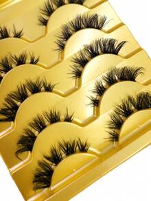 5 Pairs 3D Faux Mink Eyelashes, Natural Cat Eye Lashes, Lightweight & Comfortable Invisible Look - Black - View 4
