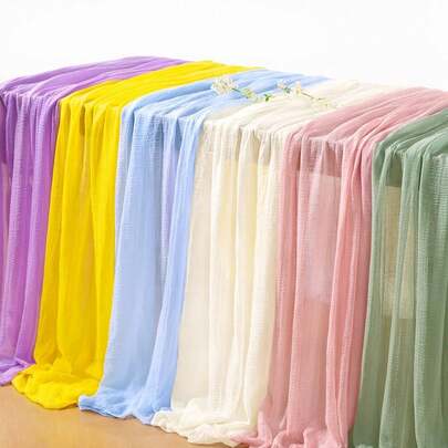 1pc Rectangular Tablecloth, Ivory White Cheesecloth Bohemian Gauze Spring Tablecloth, 120 Inches (Approx. 300 Cm) Long Transparent Cheese Cloth Suitable For Country Wedding Bride Decor, Party, Easter Dining Table Centerpiece