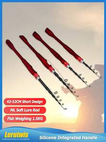 1.6米-2.4米便携式伸缩钓竿 ML硅胶一体式手柄 纺车竿 碳纤维和玻璃纤维材质 湖海口袋路亚钓具 鲤鱼竿 - 彩色 - 查看 1