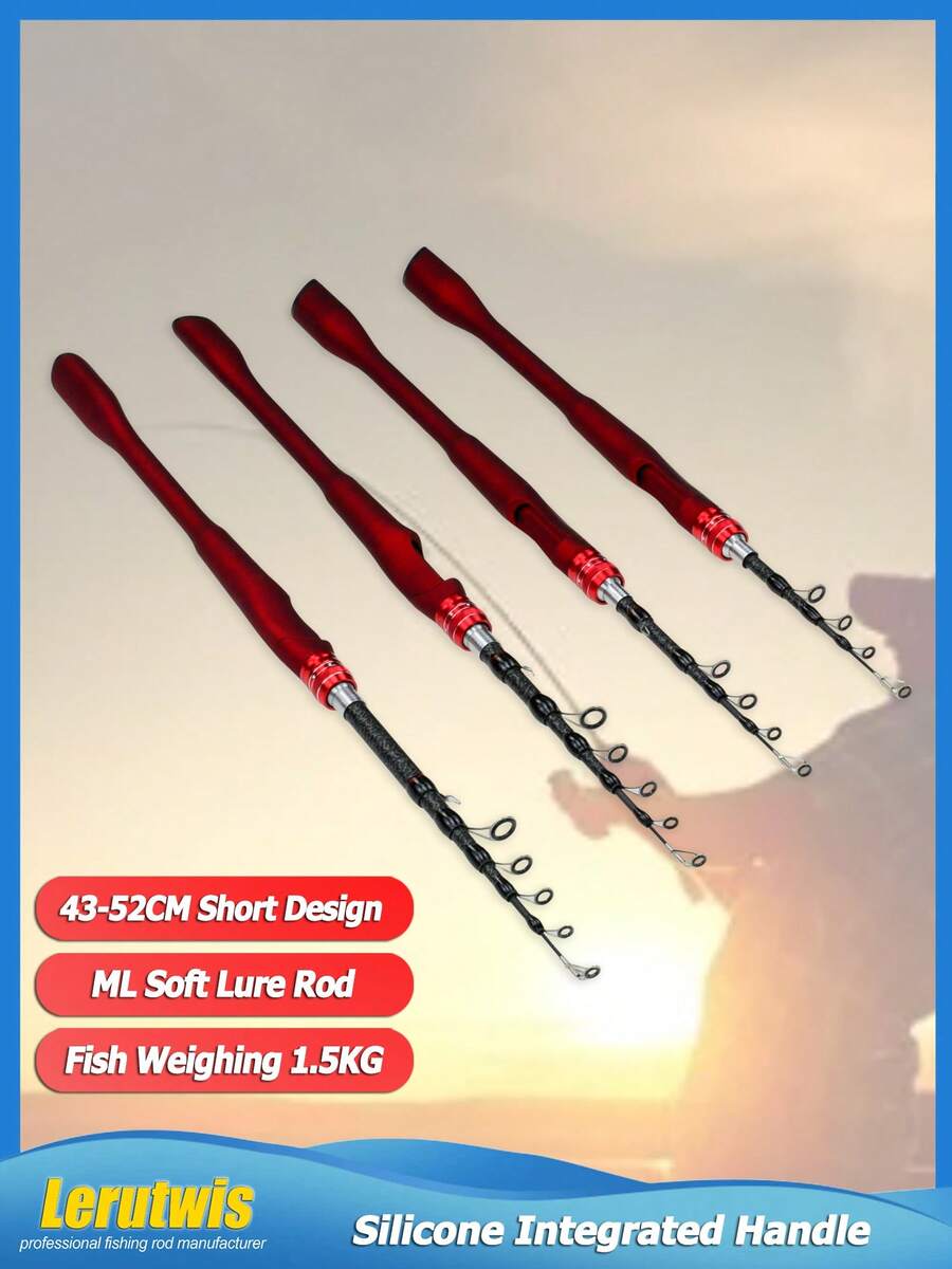 1.6米-2.4米便携式伸缩钓竿 ML硅胶一体式手柄 纺车竿 碳纤维和玻璃纤维材质 湖海口袋路亚钓具 鲤鱼竿 - 彩色 - 查看 1