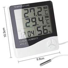 Nhiệt kế và ẩm kế kỹ thuật số LCD HTC-2, thiết bị đo nhiệt độ và độ ẩm trong nhà/ngoài trời, trạm thời tiết có đồng hồ. - Nhiều màu - Xem 13