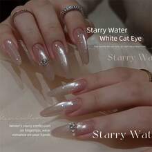 MIANEL 10ml 冬季玻璃珠猫眼凝胶指甲油，2026新款美白猫眼指甲油，适用于脚趾甲，可进行UV灯美甲，粉白配色，冬季美甲沙龙专业美甲护理 - 彩色 - 查看 5