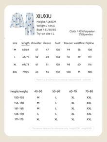 2pcs Disney Stitch Print Cotton Pajama Set, Long Sleeve, Spring/Autumn - Dusty Blue - View 11