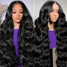 Natural Black Lace Front Wig Body Wave 13x4 Lace Front Hand Weaves Wigs Blended Human Hair 200% Density HD Lace Frontal Wig Black Wigs Pre Plucked With Baby Hair Wigs For Women 8-34 Inch - Natural & Black - View 7