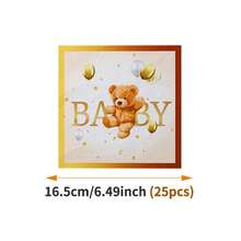 1 Conjunto de Pratos, Guardanapos e Copos Descartáveis com Balão Dourado e Urso de Pelúcia, Adequado para 10 Convidados, Suprimentos de Pratos de Papel Descartáveis para Festa de Aniversário, Casamento, Festa Temática, Piquenique Familiar - Multicolorido - Visão 8