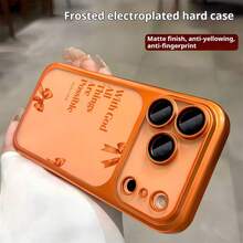 With God, All Things Are Possible. Patterned, Electroplated, Semi-Transparent, Frosted, Fully Enclosed PC Orange Color Is Compatible With IPhone 17 Pro Max/Air/16/15/14/13/12. It's An Ideal Gift For Christmas And Valentine's Day, Perfect For Boyfriends, Girlfriends, And Family. - Orange - View 2