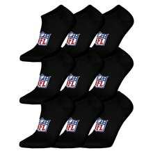Chaussettes unisexes NFL pour baskets, lot de 9 - Chaussettes NFL Shield, logo, mélange de coton - Noir - Voir 1