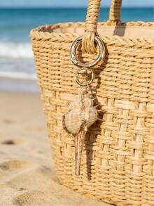 不对称天然贝壳钥匙扣，精致海洋风贝壳包饰，包包配饰，沙滩风，夏季时尚夸张的女士天然珠宝配饰，包包装饰，汽车挂饰，手工创意DIY项链耳环风铃吊坠配饰，男女通用。适合节日、生日、派对、婚礼季、伴娘礼物、妇女节以及送给女孩的礼物。 - 彩色 - 查看 1