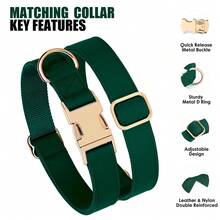 Elegant Leather & Nylon Adjustable Dog Collar And Leash Set, High Quality For Medium To Large Dogs - Multicolor - View 4