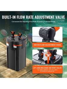 Aquarium Filter 660GPH  5-Stage Canister Filter 235 Gallon  Ultra-Quiet Internal Aquarium Filter With UV Protection  Submersible Power Filter With Multiple Function For Fish Tanks  25W - 黑色 - 查看 4