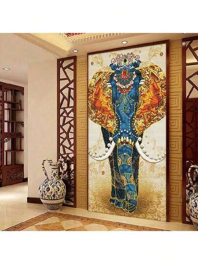 Precise Printed Ceramic Peacock Vertical Version, Green Peacock Prosperity And Honor, Golden Peacock Cross Stitch Vertical Hallway Painting, Nordic Elephant Brocade Starry Sky Peacock New Design