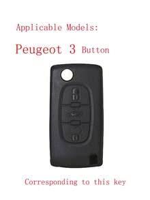 1 pieza Funda negra para llave de coche, Adecuada para vehículos Peugeot y Citroën con 3 botones anti-caída - A - Ver 3