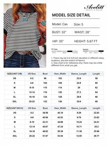 Acelitt Camiseta casual de punto de cuello redondo con mangas cortas y contraste de color a rayas, para verano - Negro - Ver 3