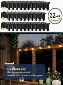 32/16/4-Piece Outdoor Solar Garden Lights – 1 LED Solar Illumination, Suitable For Home Garden Decor, Stairs, Terraces, Fences, Courtyards, And Wall Decorations – Auto On/Off, Durable, Easy To Install, Warm White Light - 黑色 - 查看 1