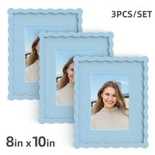 1pc/3pcs Wavy Design Photo Frame For Wall & Tabletop Decoration, Artistic Creative Home Decor With Multi-Color Waves - 7 Standard Sizes 4x4in, 4x6in, 5x7in, 6x6in, 8x8in, 8x10in, 11x14in - Modern Stylish Interior Accent, Fun Picture Frames, Scalloped Picture Frame- Graduation Wedding Gift (Random Photo Paper) - 波浪形 - 查看 82