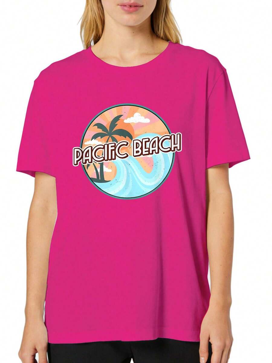 Women's Summer Short Sleeve Crew Neck T-Shirt - Happy Birthday 11 Shirts Sea Horse Ocean Fish Graphic Prints Suitable For Summer & Spring - Machine Washable Casual Attire & Layering Piece - Màu Hồng Tươi - Xem 1