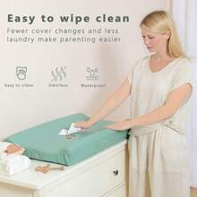 纯素皮革婴儿换尿布垫套，男女宝宝通用，防水易擦拭，柔软舒适。适用于尺寸为 32 英寸 x 16 英寸的标准换尿布垫。（灰色） - 彩色 - 查看 3