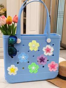 16PCS/8PCS/4PCS/1PC Colorful Begonia Flower DIY Bag Decor, Suitable For Bogg Bags, Beach Totes, And Sandals Accessories. These Charming Decorations Infuse Your Bogg Bags With Personalized Style And Vibrant Colors. Easily Identify Your Bag With These Unique And Eye-Catching Accessories To Showcase Your Bag Personalized. - Multicolor - View 4