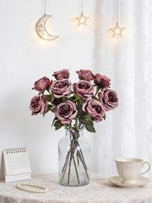 Bó hoa hồng nhân tạo 3/120 bông, hoa hồng lụa satin, thích hợp trang trí mùa xuân/thu, ngày Valentine, quà cưới, quà sinh nhật, vật dụng cần thiết cho lễ hội, trang trí phòng ngủ, phòng khách, nhà cửa, bàn ăn, ban công, bệ cửa sổ, quà tặng ngày Valentine. - Màu đỏ hồng đậm - Xem 6