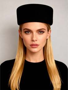 HIMESPORT 女士黑白纯色羊毛毡小圆帽，优雅复古，适合教堂礼拜、婚礼、新娘茶会、鸡尾酒会等场合。 - A - 查看 11