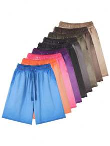 Men's Gradient Wash Shorts, 100% Cotton, Suitable For Outdoor, Beach, Sports, And Fitness Summer Wear. Men Loose-Fitting Cotton Shorts,Also Suitable As Personalized T-Shirts, Men's Shorts, Boyfriend Gifts, And Easter Gifts. - 雙漸變寶藍色 - 查看 2