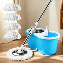 Mop Bucket Set 360° Dual-Motion Spin Mop System 3 Split-Yarn Mop Heads Self Cleaning Bucket - A - 查看 12