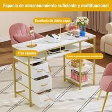 Mesa Para Manicurista Doble Con Estante 120x40x80cm - Blanco - Ver 5