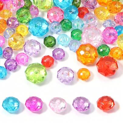 100/200/500 szt., 6/8/10 mm DIY akrylowe przezroczyste koraliki, losowe mieszanie kolorów, super błyszczące, do wyrobu biżuterii, bransoletek DIY, naszyjników, artykułów rzemieślniczych