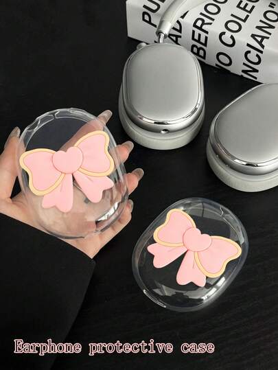 1pc TPU Earphone Protective Case With Cute Bow Decoration,Transparent Silicone Protective Case,Scratch-Resistant Protective Cover, Soft Anti-Scratch Clear Protective Cover Compatible, Headband & Cover Protectors,Waterproof, Dustproof, For Personal Use Or As Birthday Gifts, Holiday Gifts, Party Gifts, Wedding Gifts, Valentine's Day Gifts