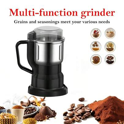 Electric Coffee Grinder, Suitable For Coffee Beans, Spices And Grains, One-Touch Portable Stainless Steel High-Power Grinder, Stainless Steel Small Household Grain Grinder, Kitchen Cooking Wall-Mounted Grinder
