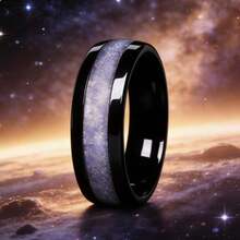 优雅的8毫米女士钨金戒指，搭配月光石——现代结婚戒指、订婚礼物、母亲节/情人节礼物、休闲装扮、简约结婚戒指、浪漫礼物、精致风格、优雅外观、圣诞礼物 - 月光石 - 查看 2