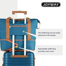 Joyway 7件套行李箱，ABS硬壳材质，带万向轮、TSA海关锁和YKK拉链，可扩展25%，符合航空公司登机标准，拉杆箱，旅行箱，男女通用，度假商务出行必备，大容量旅行配件，旅行收纳整理，旅行用品，行李箱，旅行行李，旅行箱包，耐用带轮行李箱，邮轮旅行必备，假日旅行必备，度假必备 - 藍色 - 查看 7