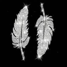 2 件装闪亮羽毛汽车贴纸 - 色彩鲜艳、闪闪发光的闪亮设计，易于撕贴，不留残胶 - 非常适合轿车、卡车和 SUV - 增添一丝魅力！ - A - 查看 6