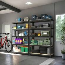 Heavy-Duty Metal Shelving Unit 60/72 Inch Hige (60" & 72" Sections) 2000 Lbs Total Capacity (250 Lbs/Shelf) 5-Tier Adjustable Freestanding Garage Storage Rack With Black Powder-Coated Frame - Easy Assembly For Basement, Pantry, Utility, Utility - màu đen - Xem 3