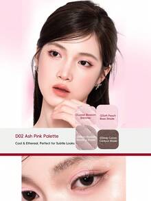 VEECCI Paleta de 4 sombras de ojos, altamente pigmentada y de larga duración, compacta y portátil para maquillaje ligero diario, viajes y citas - #D02 Rosa ceniza - Ver 6