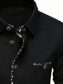 Men's Western Medieval Pleated Shirt, Steampunk Victorian Era Costume, Gothic Renaissance Period Top - Black - View 10