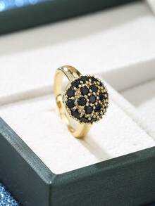 1PC Fashion Female Black Zirconia Stone Gold Color Wedding Jewelry Bridal Valentine Day Gift Promise Engagement Rings For Women - Ring - View 4