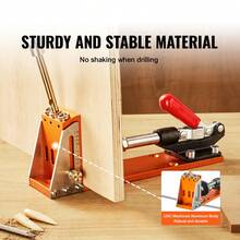 30 Pcs Pocket Hole Jig Kit, Adjustable & Easy To Use Pocket Hole Jig System With Step Drills, Drill Stop Rings, Wrenches, And Square Drive Bits, Dual Scale Marks For DIY Carpentry Projects - Orange - View 2