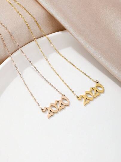 1pc Stainless Steel Gold-Plated Fashionable Minimalist 2020 Creative Design Necklace, Versatile Retro Elegant Unisex Accessory For Daily Wear, Commute, Festivals And Gatherings (OPP Bag Packaging)