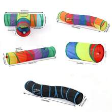 Foldable Rainbow Straight-Through Cat Tunnel, Interactive Cat Toy - Multicolor - View 10