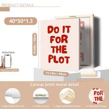 1pc "For The Plot" Red Minimalist Typography Canvas Wall Art, Fashion Girl Art, Inspirational Quote Art, Home Decor, Hanging Canvas - Multicolor - View 12