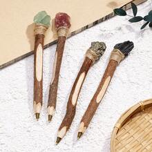 1PC Natural Crystal Rough Stone Magic Pencil DIY Creative Gift For Children Students Energy Crystal Healing Stick Halloween Gift Meditation Mother's D - Wooden Stick Pen - View 9